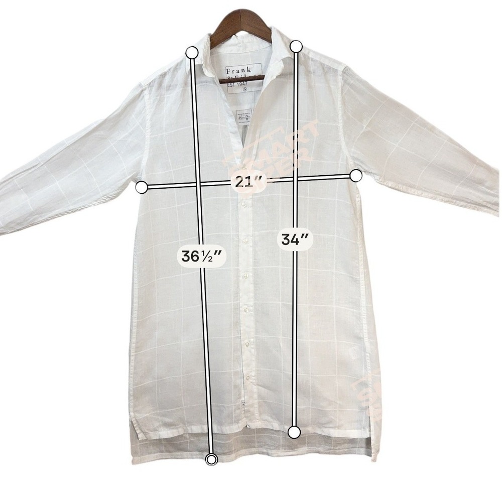 Frank & Eileen Hunter Linen Shirt Dress S White Windowpane Relaxed Coastal - Picture 6 of 8